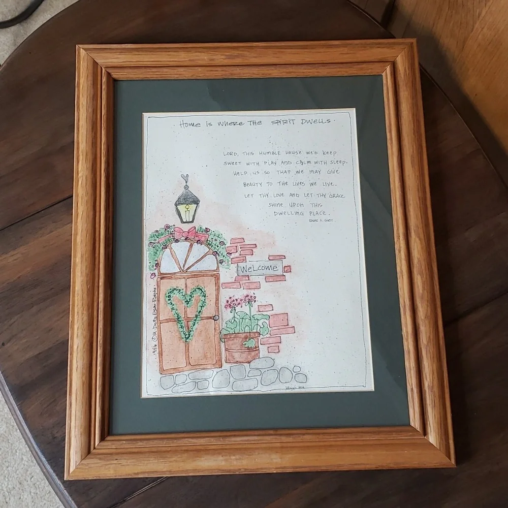 Hand Painted Framed Water Color Wall Art